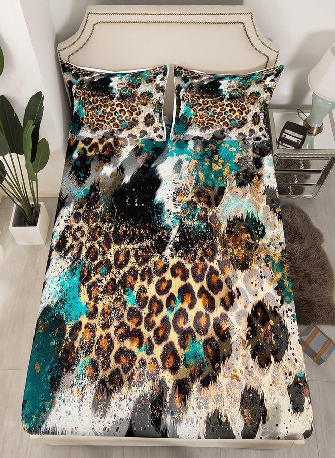 Homewish Leopard Print Kids Sheet Queen Size,Boys Girls Adults Bedroom Decor,Black White Cow Fur Texture Bedding Set,Abstract Animals Skin Rustic Farmhouse Bed Sheet Set 4pcs(Fitted + Flat + 2 Pillowcases) - Image 5